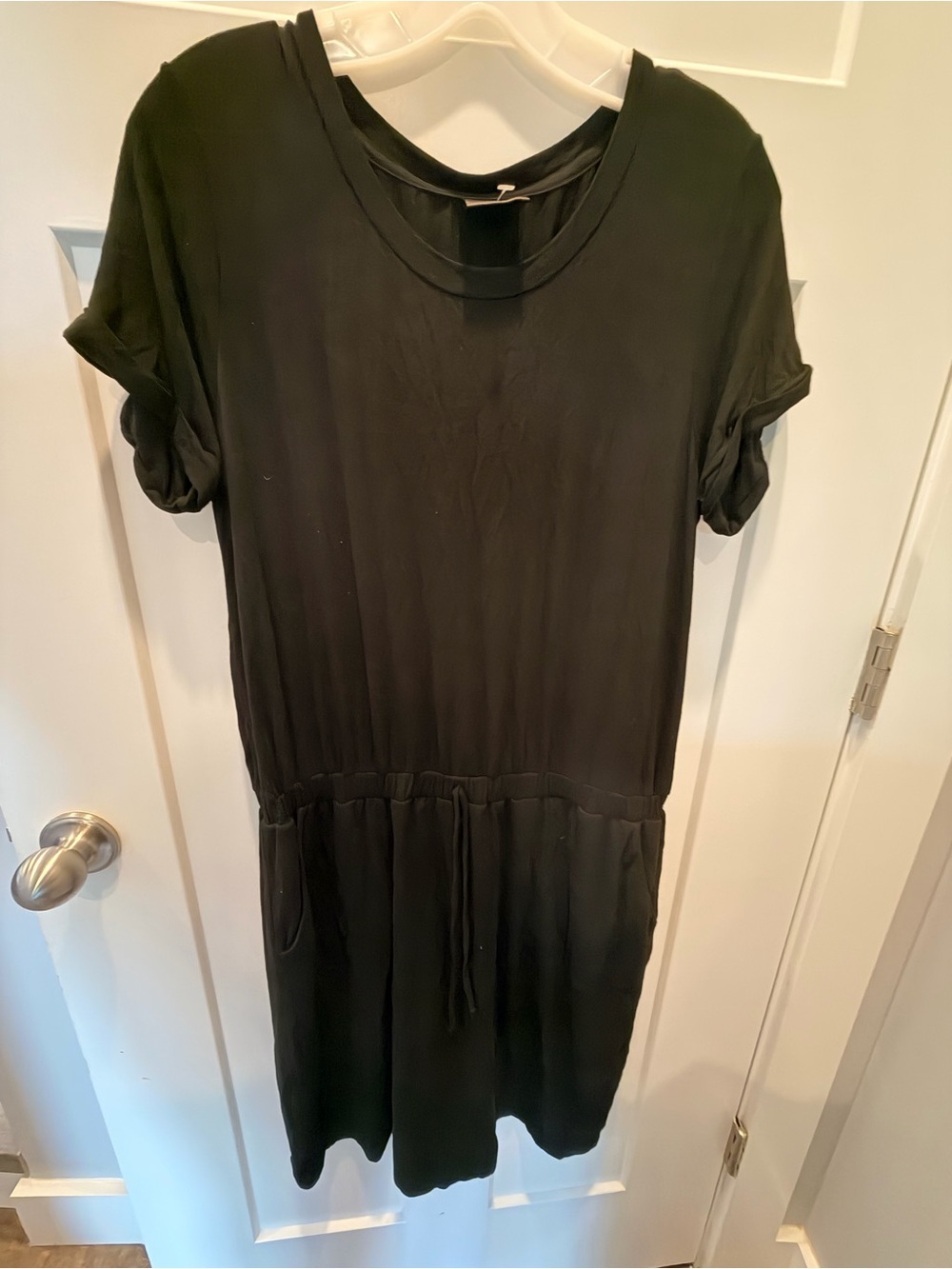32 Degrees Cool Large Black Drawstring Waist Pocket T-Shirt Dress